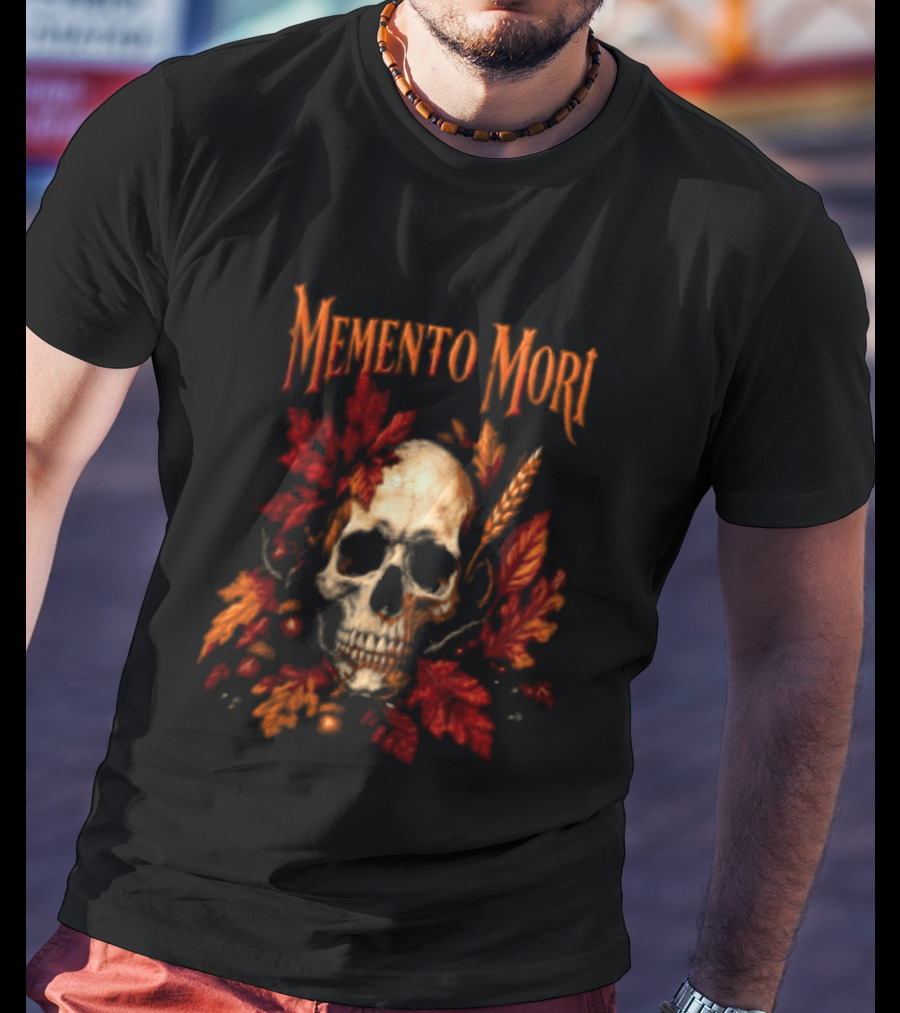 Memento Mori Skull Autumn Leaves T-Shirt