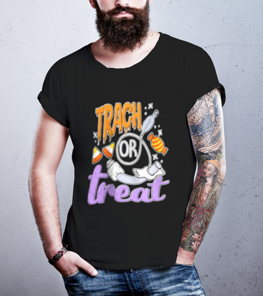Trach Or Treat Halloween Tracheostomy Medical Candy T-Shirt
