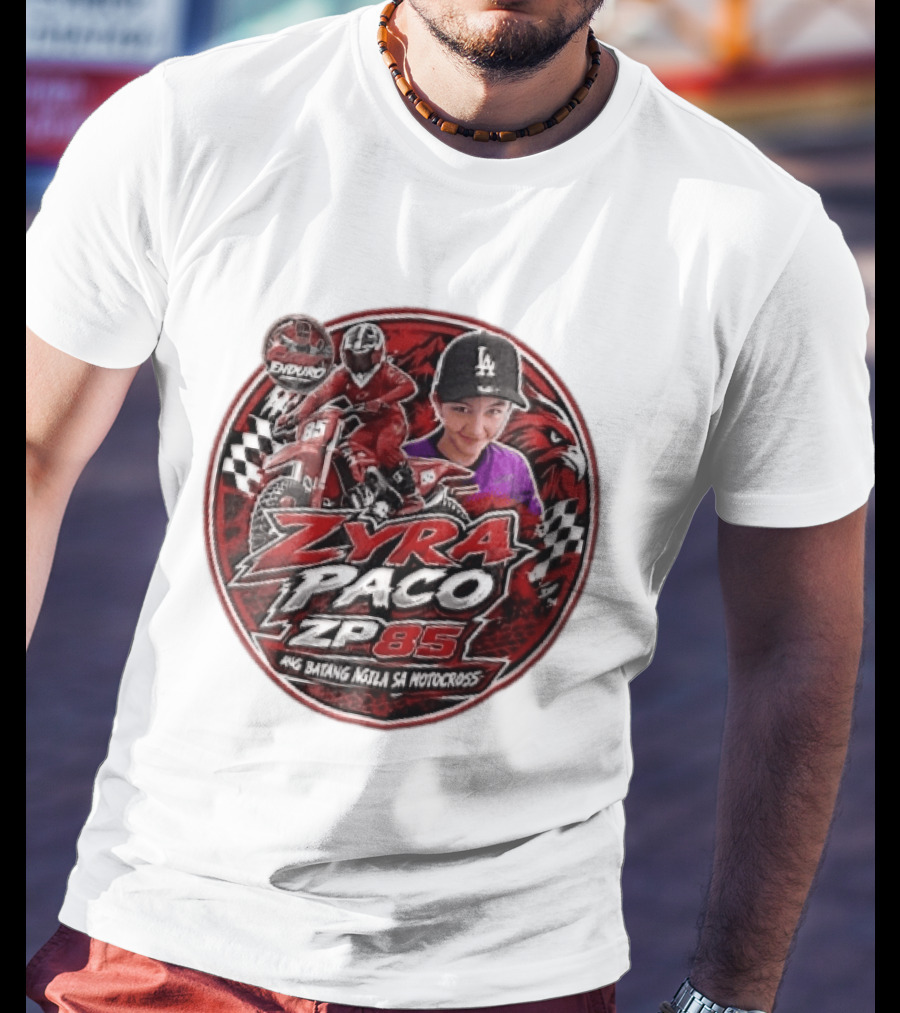 Zyra Paco ZP85 Enduro Ang Batang Agila SA Motocross Dirt Bike Rider Eagle Checkered Flags T-Shirt