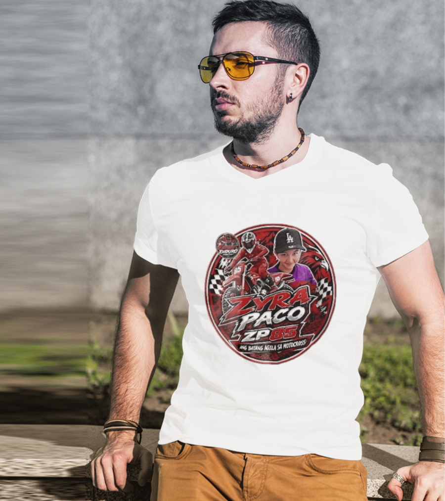 Zyra Paco ZP85 Enduro Ang Batang Agila SA Motocross Dirt Bike Rider Eagle Checkered Flags T-Shirt