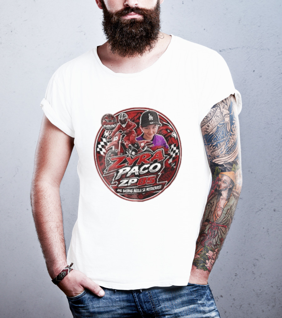 Zyra Paco ZP85 Enduro Ang Batang Agila SA Motocross Dirt Bike Rider Eagle Checkered Flags T-Shirt