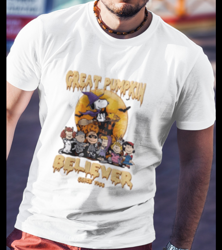 Great Pumpkin Believer Since 1966 Peanuts Halloween Snoopy Woodstock Charlie Brown Linus Sally Lucy Iconic Cartoon T-Shirt