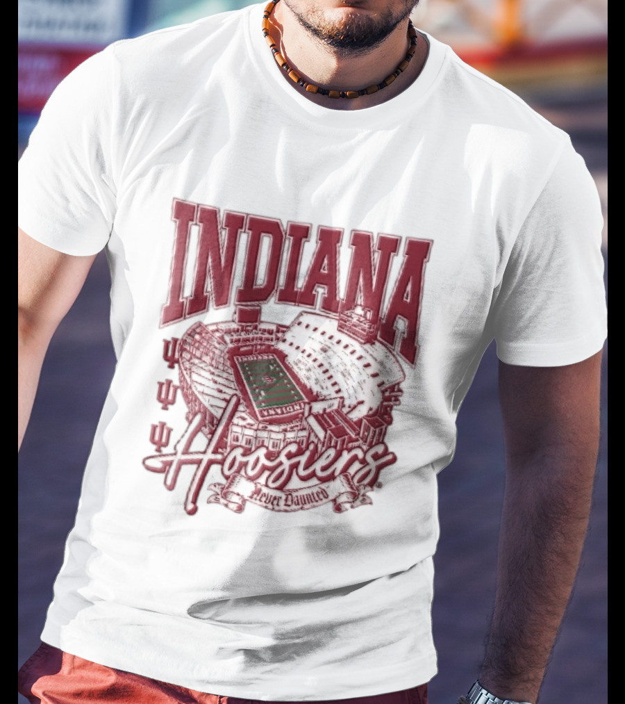 Indiana Hoosiers Never Daunted Memorial Stadium Aerial View Football Field Banner T-Shirt