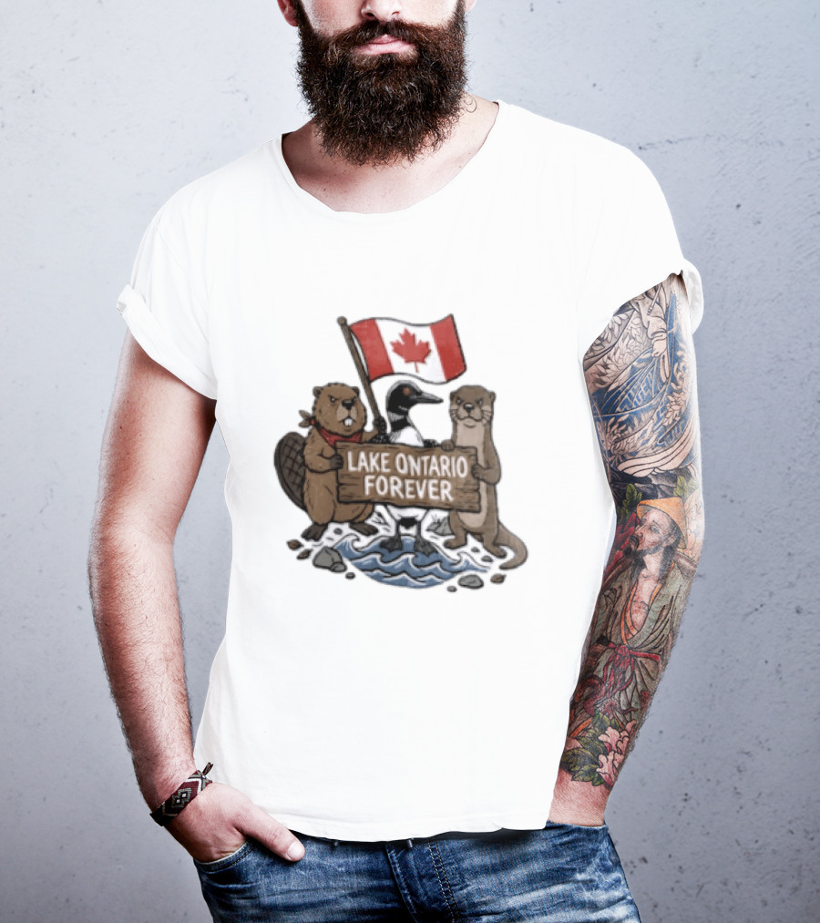 Lake Ontario Forever Canadian Flag Beaver Goose Otter T-Shirt