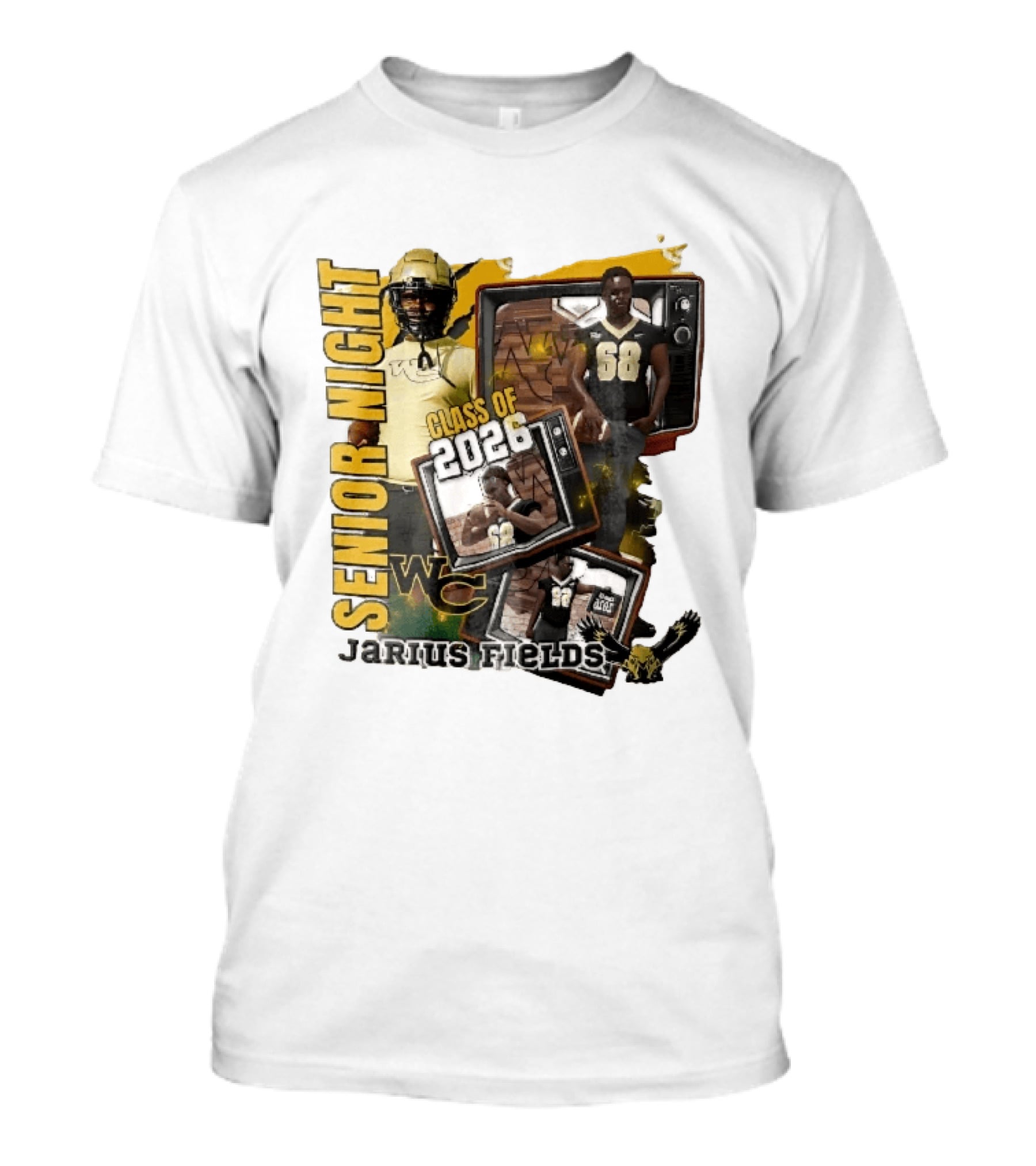 Senior Night Jarius Fields Class Of 2026 WC Football Player Collage T-Shirt