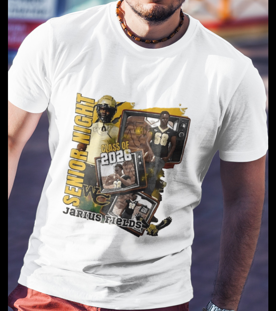 Senior Night Jarius Fields Class Of 2026 WC Football Player Collage T-Shirt