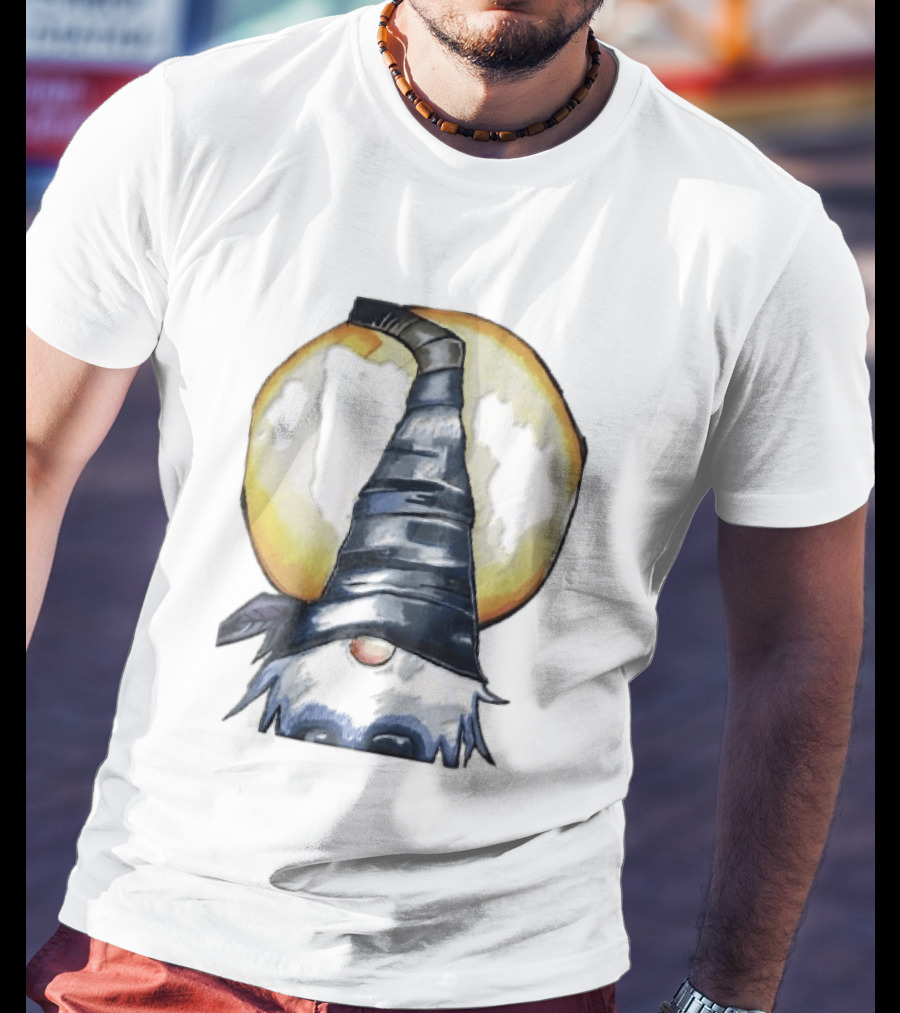 Vichys Cartoon Halloween Witch Gnome Moon Glow Hat T-Shirt