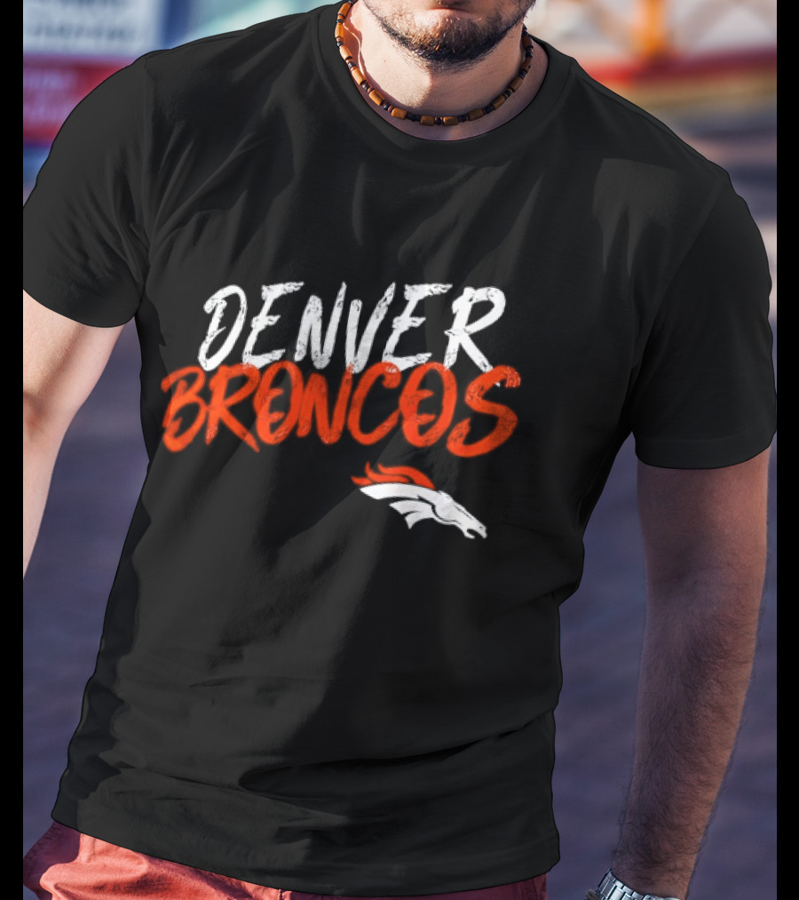 Denver Broncos Team Spirit Bold Brush Script With Iconic Horse T-Shirt