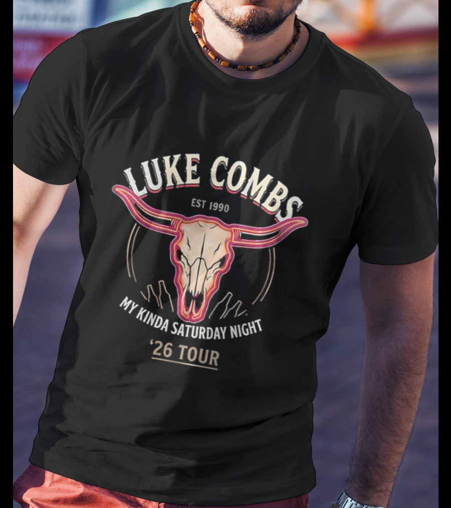 Luke Combs Est 1990 My Kinda Saturday Night 26 Tour Longhorn T-Shirt