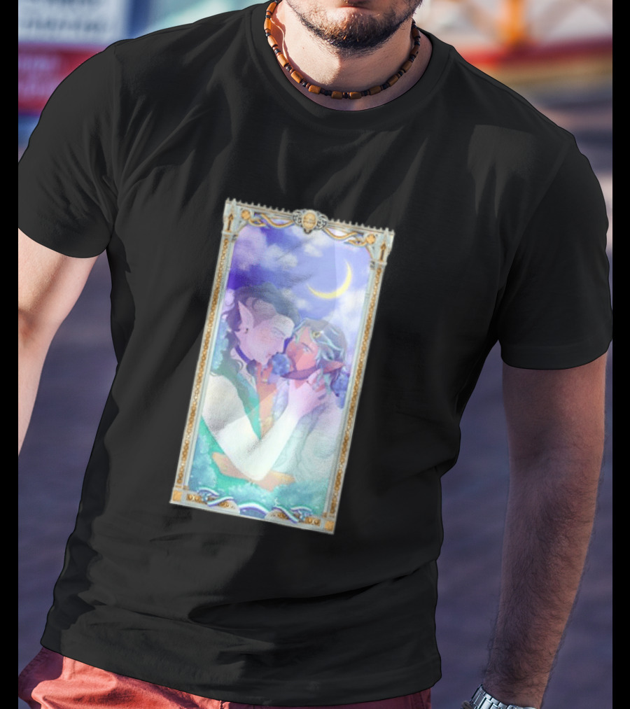 Fantasy Elf Couple 2026 Pride Moon Constellation Floral Romance T-Shirt