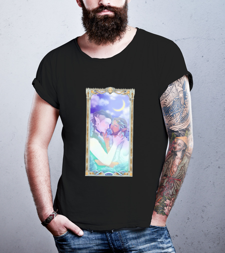 Fantasy Elf Couple 2026 Pride Moon Constellation Floral Romance T-Shirt