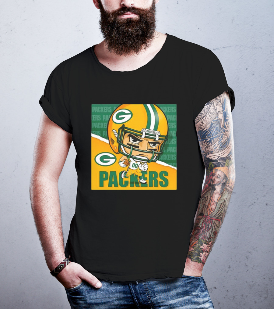Green Bay Packers Chibi Player Helmet Packers T-Shirt