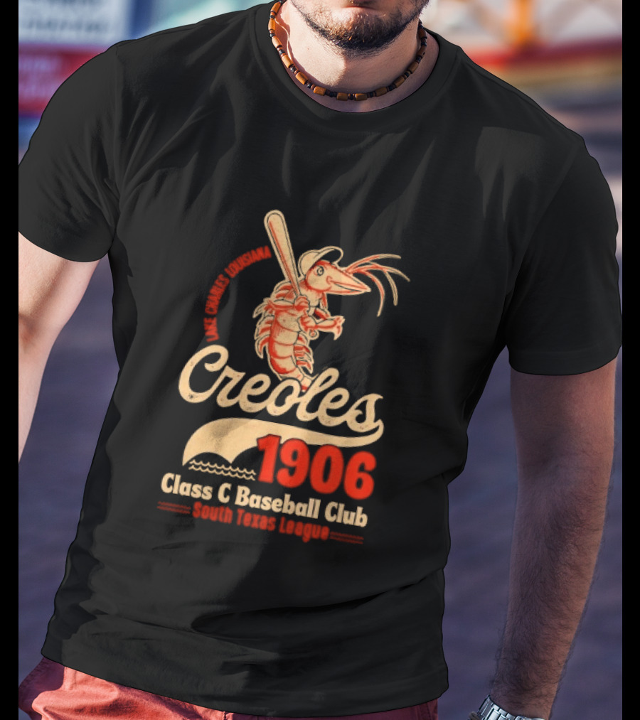 Lake Charles Louisiana Creoles 1906 Class C Baseball Club South Texas League Crawfish Baseball Bat T-Shirt