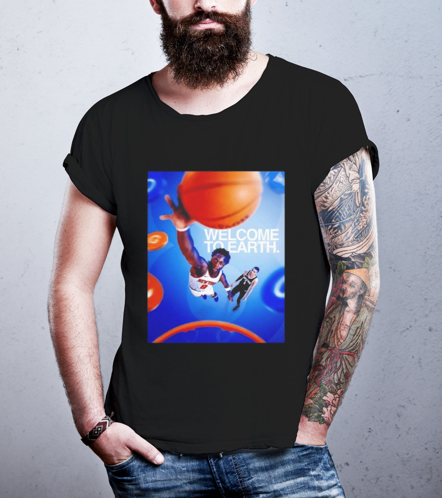 OG Anunoby New York Knicks Welcome To Earth Basketball Moment T-Shirt