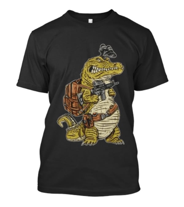 Tactical Alligator With Firearm And Backpack T-Shirt