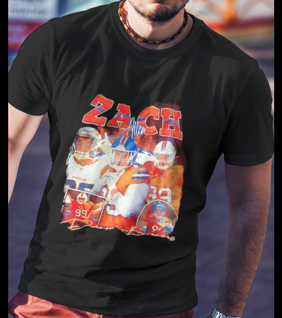 Zach Allen 99 Denver Broncos Football Player Collage T-Shirt