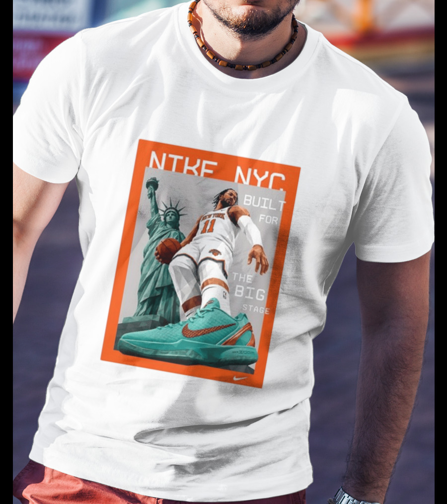 Jalen Brunson New York Knicks NTKE NYC Built For The Big Stage Statue Of Liberty Nike Zoom T-Shirt