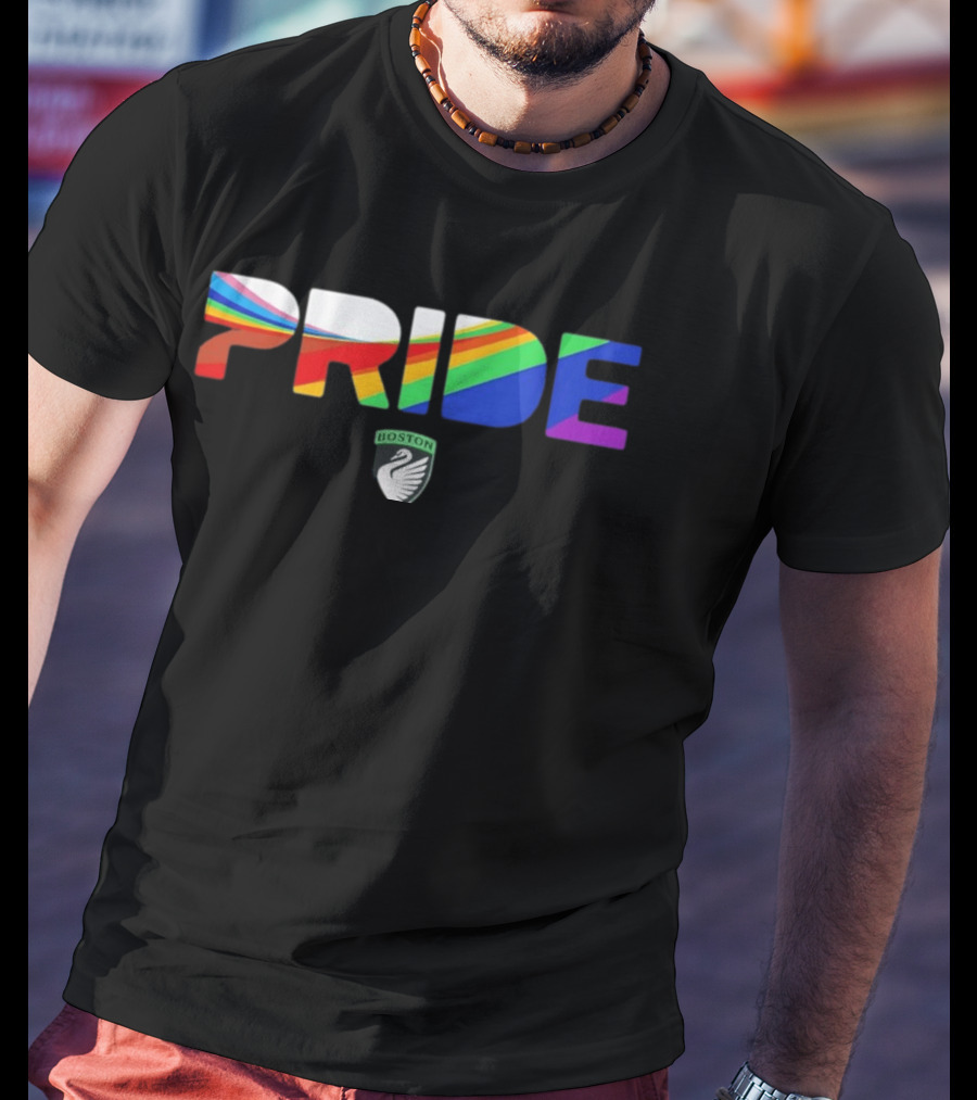 Boston Legacy FC Pride Rainbow Stripes 2026 Swan T-Shirt
