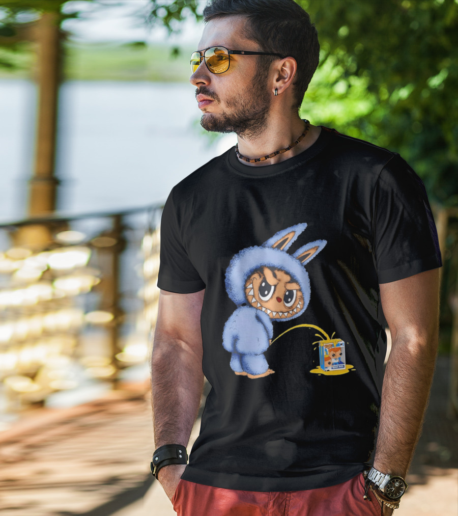 Labubu Peeing On Pop Figures Juice Box Fun Concept T-Shirt