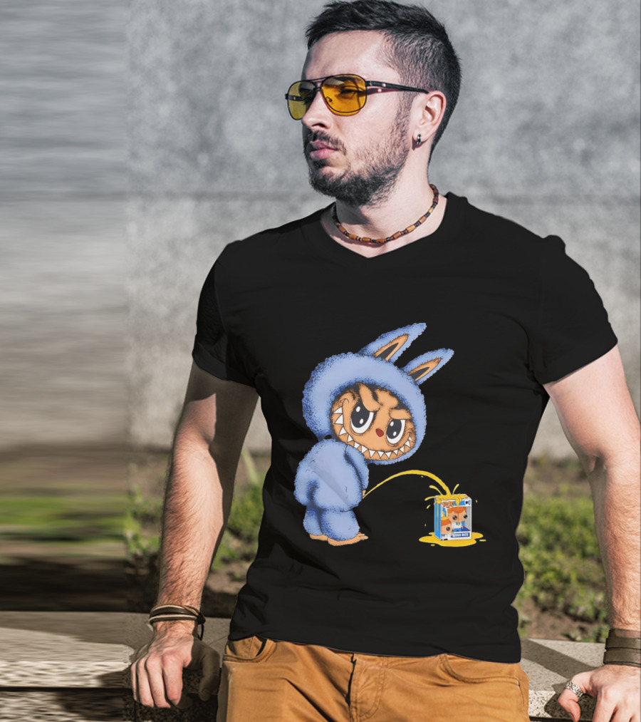 Labubu Peeing On Pop Figures Juice Box Fun Concept T-Shirt