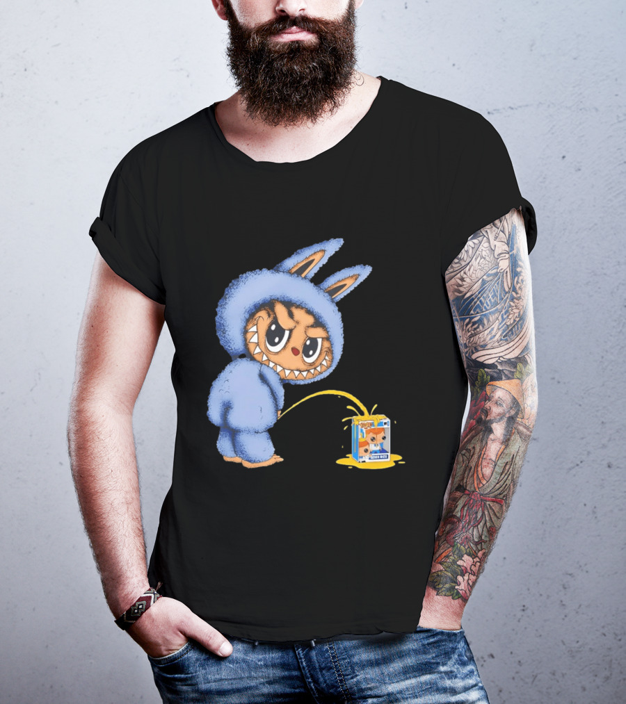 Labubu Peeing On Pop Figures Juice Box Fun Concept T-Shirt