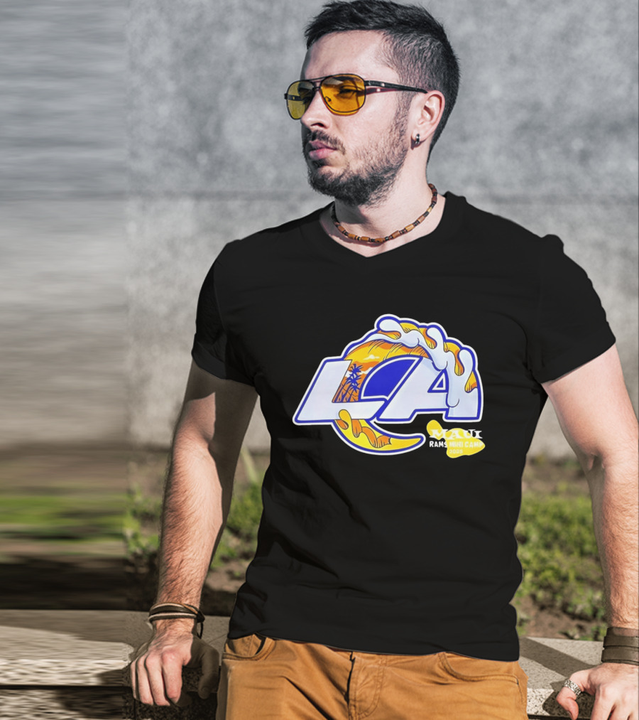 Los Angeles Rams Maui 2026 Minicamp Wave Logo Palm Trees Sun Island T-Shirt