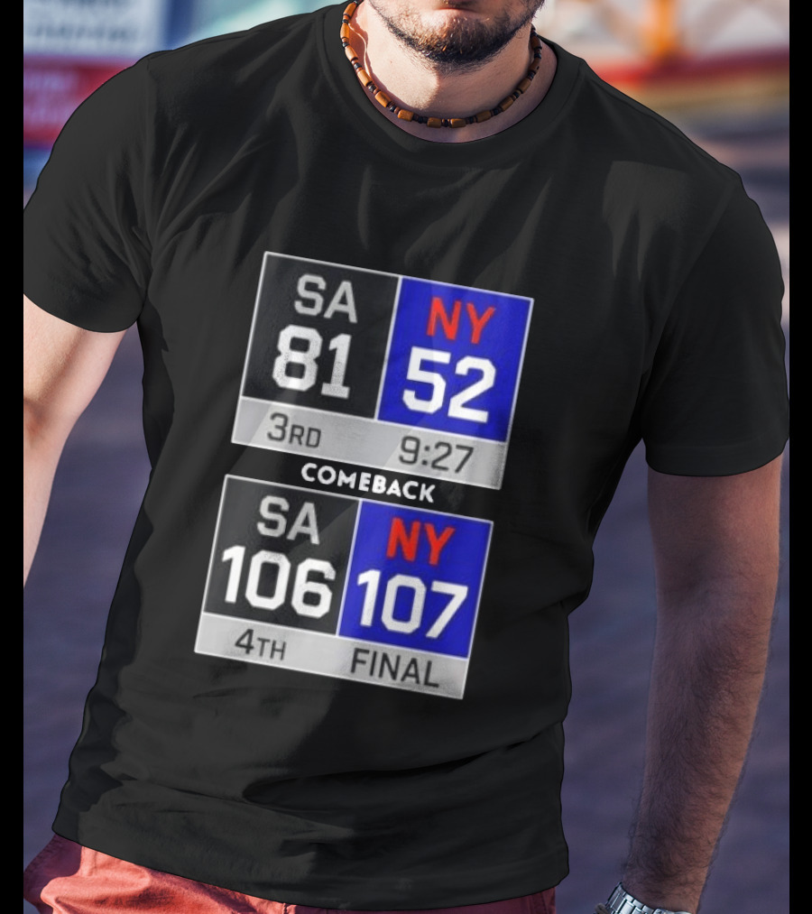 New York Knicks Epic Comeback Victory Against San Antonio Scoreboard Highlights T-Shirt