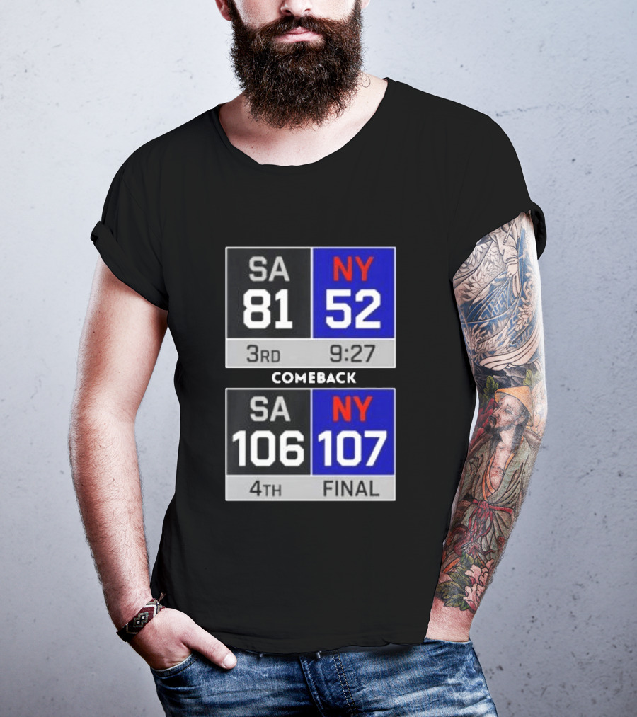 New York Knicks Epic Comeback Victory Against San Antonio Scoreboard Highlights T-Shirt