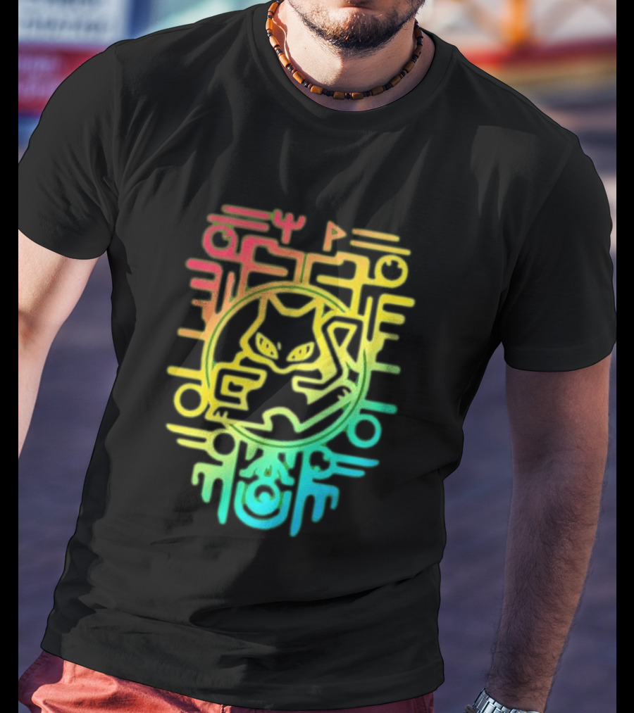 Og Ancient Mew And Mewtwo Pokemon Holographic Hieroglyphic T-Shirt