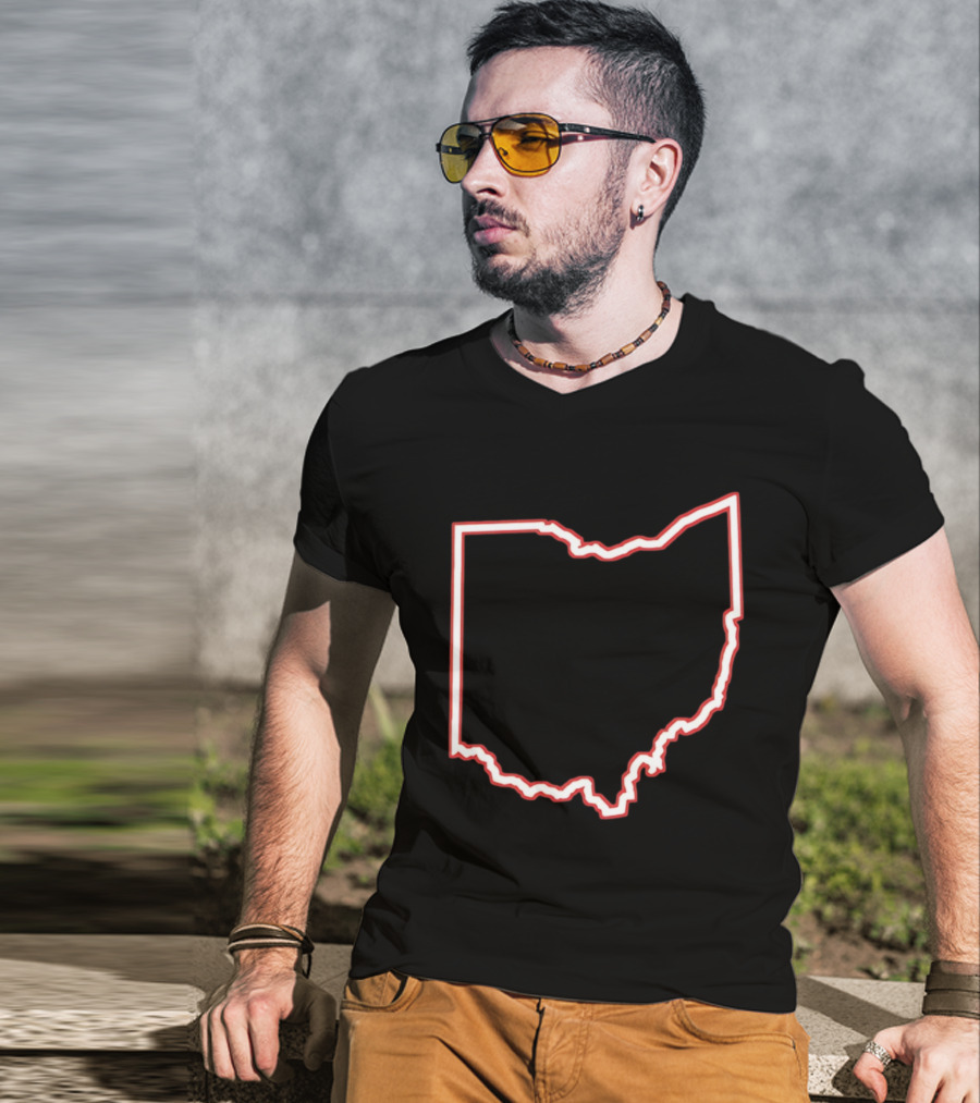 Ohio Outline Simple State Map Red T-Shirt