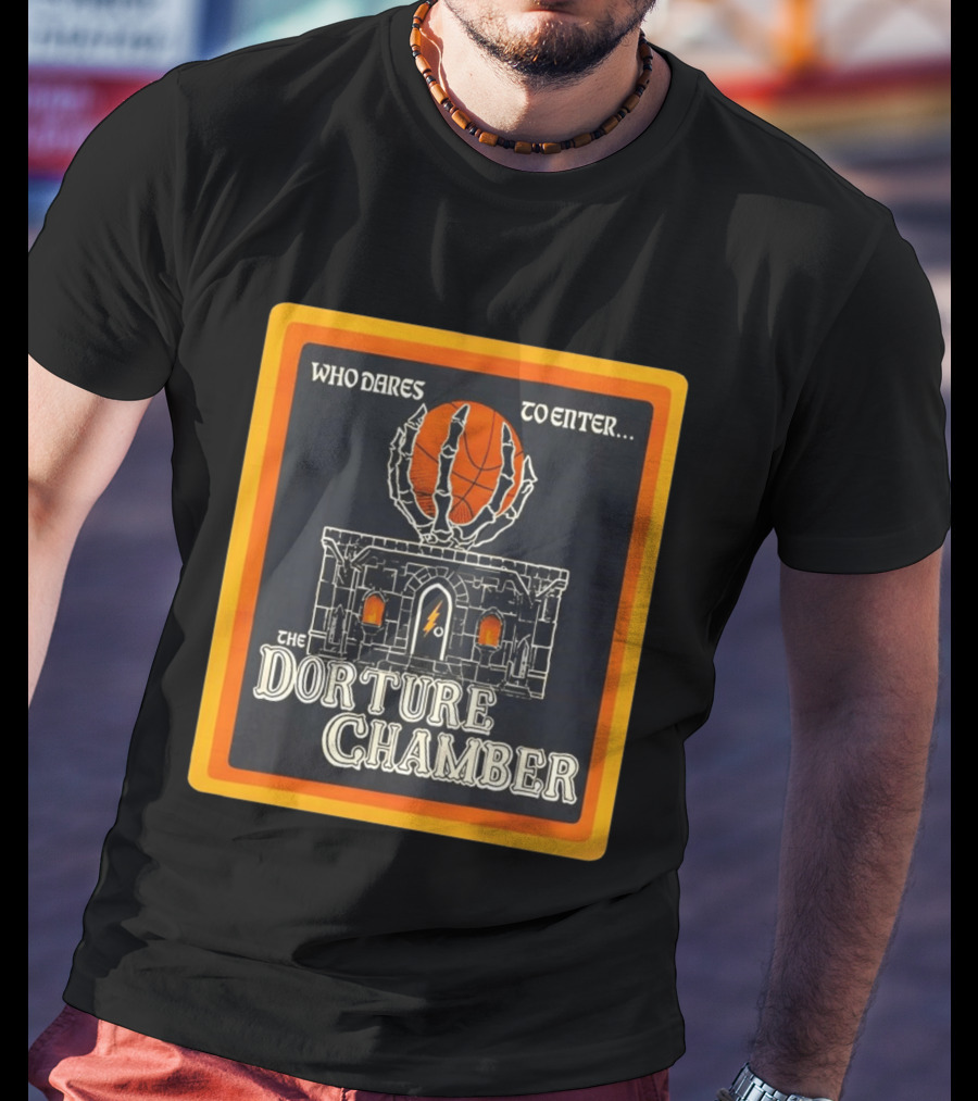 Who Dares To Enter The Dorture Chamber Basketball Spooky Castle T-Shirt