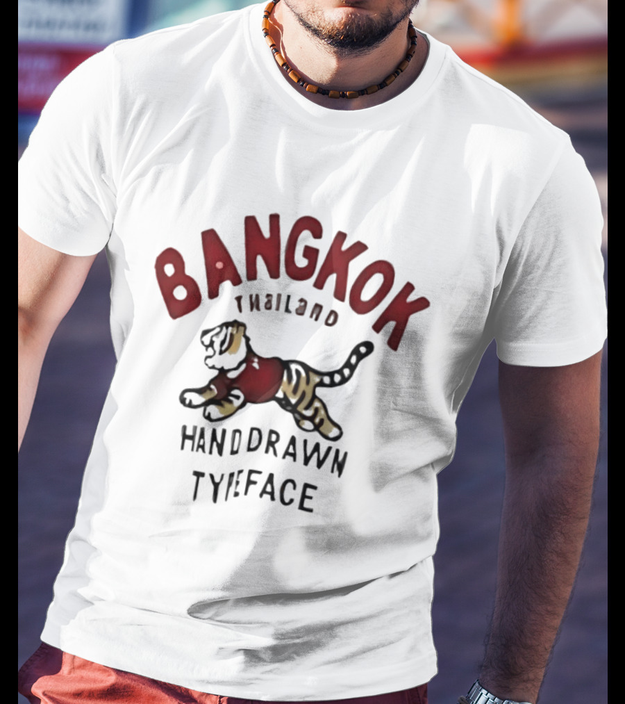 Bangkok Thailand Hand Drawn Typeface Tiger T-Shirt