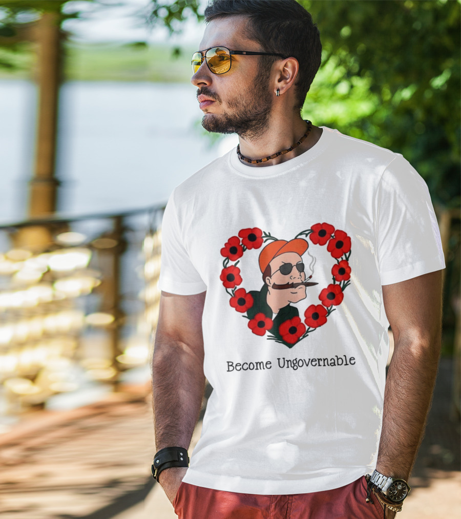 Become Ungovernable Dale Gribble King Of The Hill Red Flower Heart T-Shirt