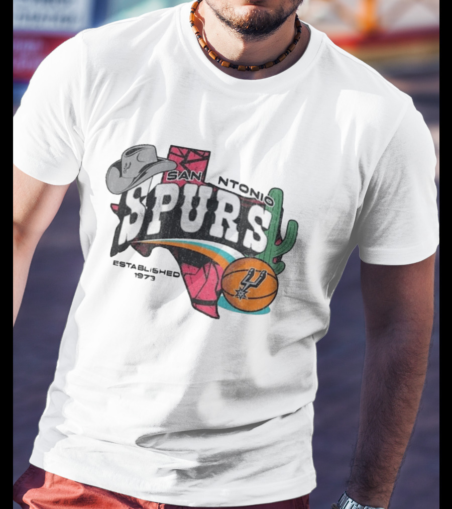 San Antonio Spurs Established 1973 Texas Map Basketball Cactus Cowboy Hat T-Shirt