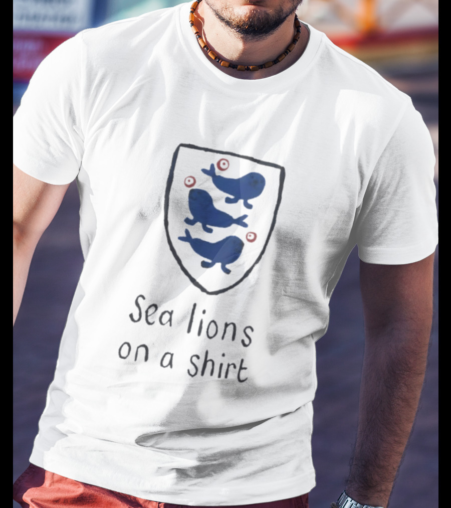 Sea Lions On A Shield Logo England Football Playful T-Shirt