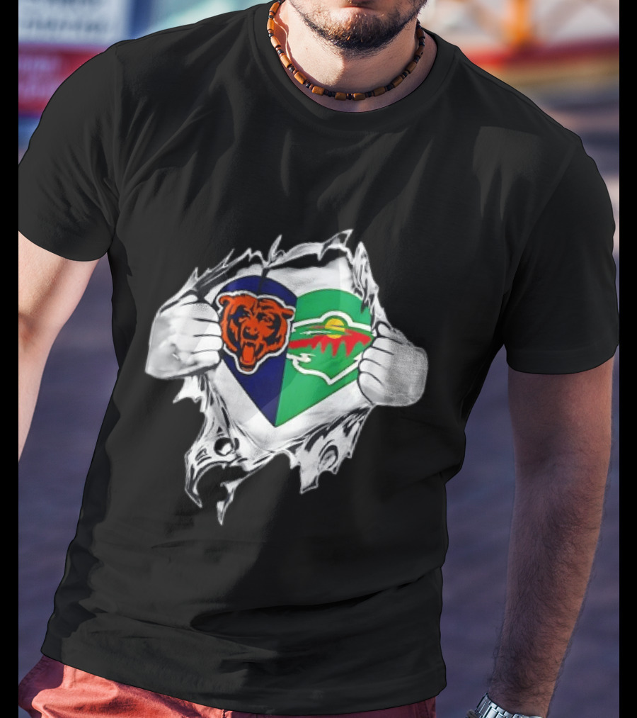 Bears Wild Heart Ripping Open Dual Fans T-Shirt