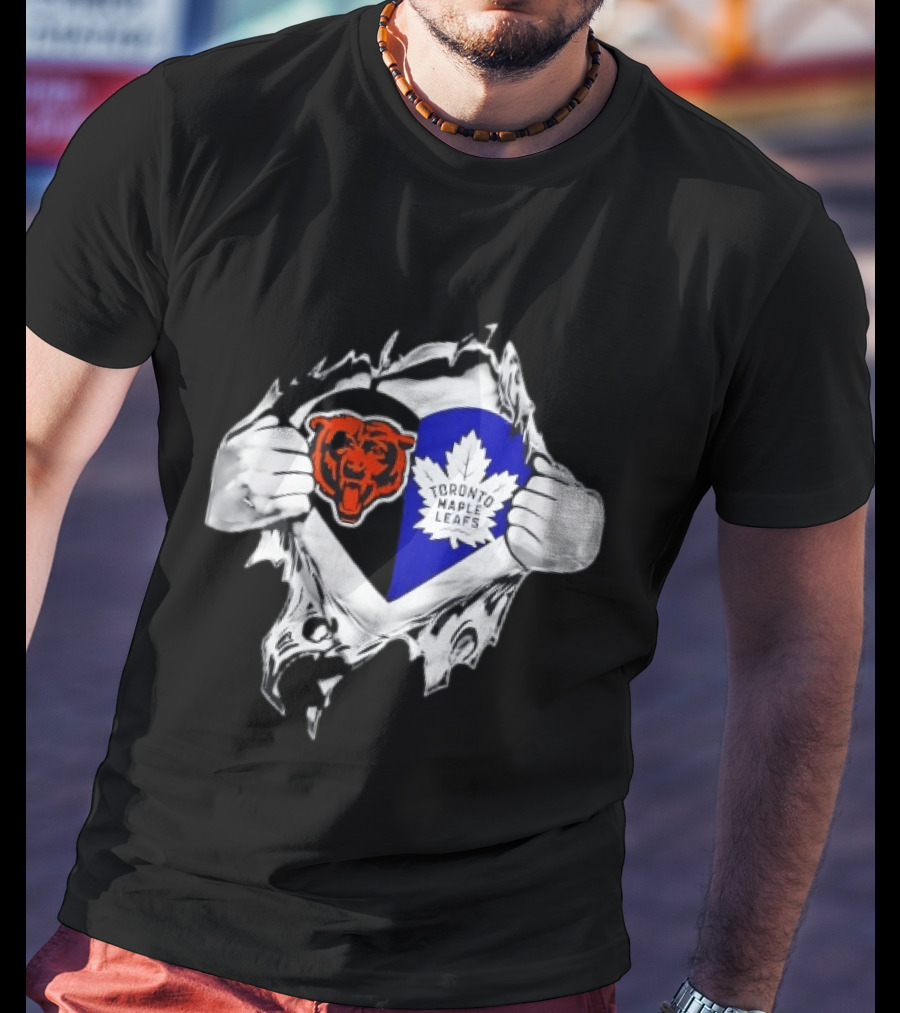 Bears Toronto Maple Leafs Heart Ripping Open Concept T-Shirt