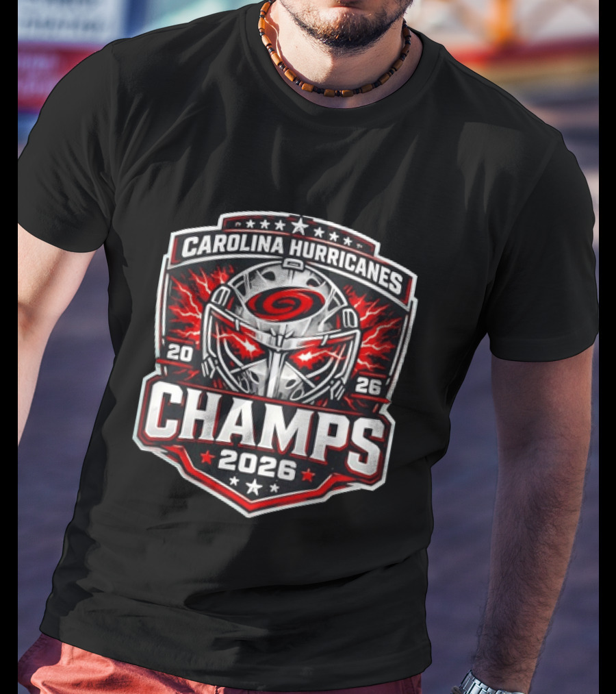 Carolina Hurricanes 2026 Champs Hockey Goalie Helmet T-Shirt