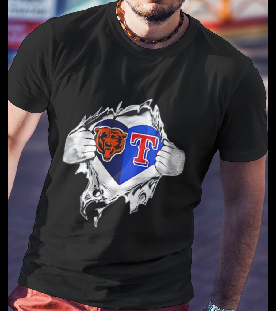 Chicago Bears And Texas Rangers Heart T-Shirt