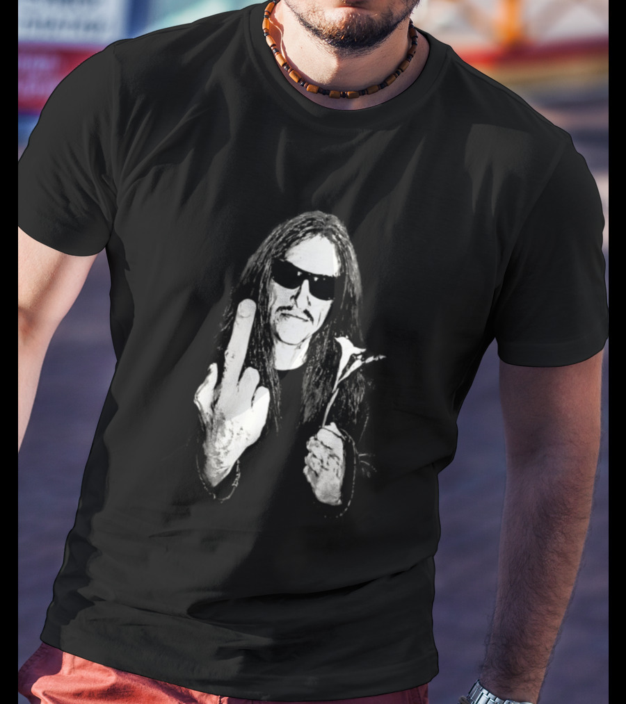 Cliff Burton Middle Finger Black And White Sunglasses Lily Flower T-Shirt