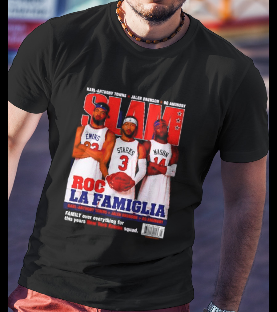 SLAM Magazine Roc La Famiglia Karl Anthony Towns Jalen Brunson OG Anunoby New York Knicks T-Shirt