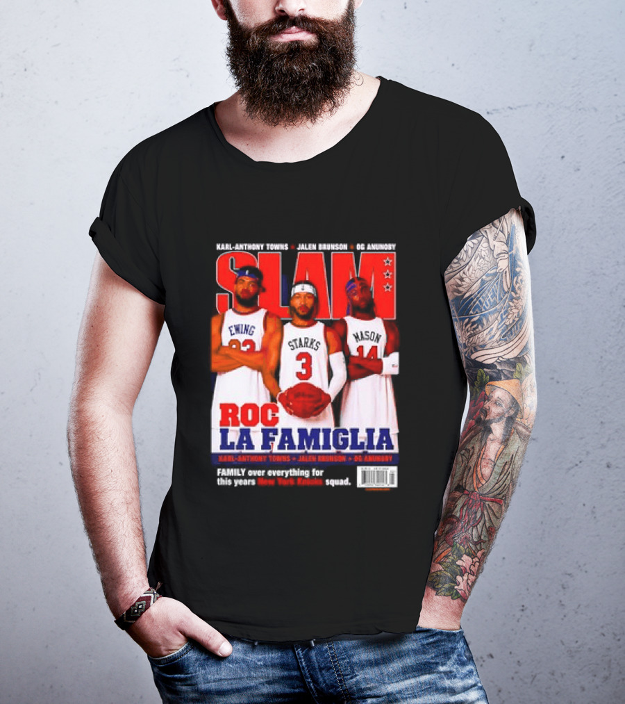 SLAM Magazine Roc La Famiglia Karl Anthony Towns Jalen Brunson OG Anunoby New York Knicks T-Shirt