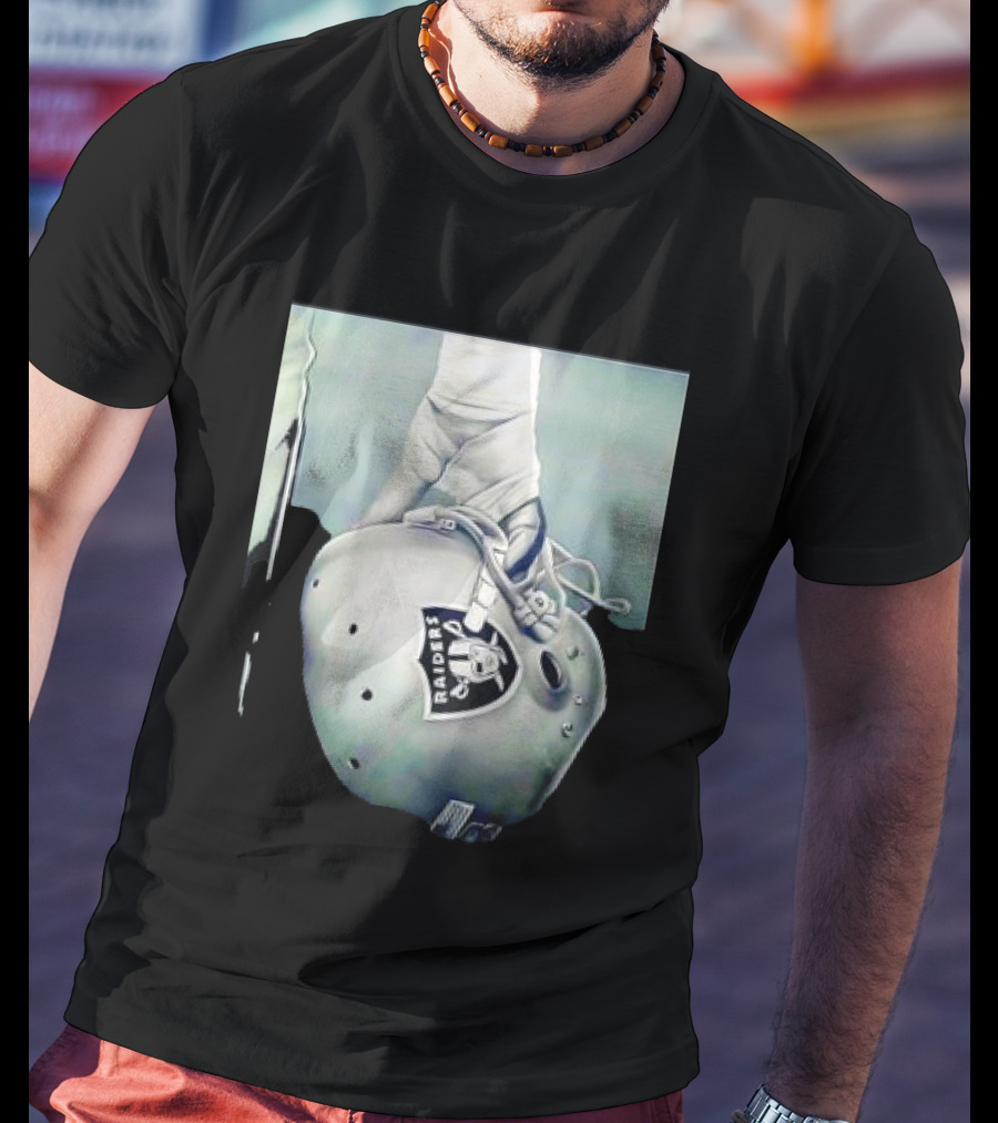 Las Vegas Raiders Football Helmet Hand Wrap Player Representation T-Shirt