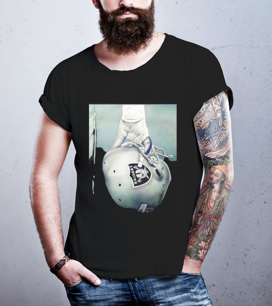 Las Vegas Raiders Football Helmet Hand Wrap Player Representation T-Shirt