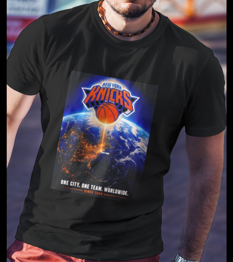 New York Knicks One City One Team Worldwide Since 1946 Earth Basketball T-Shirt