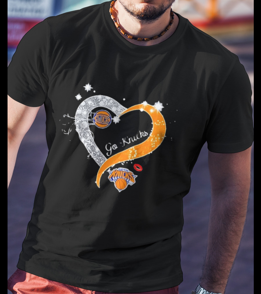 NY Knicks Heart Go Knicks Lips New York Knicks Basketball Team Fan T-Shirt