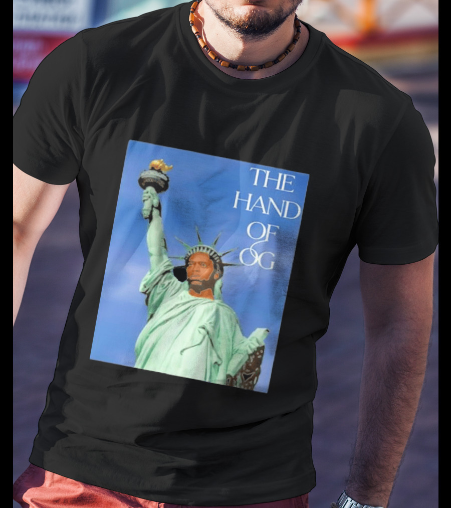 OG Anunoby New York Knicks The Hand Of OG Statue Liberty Fusion T-Shirt