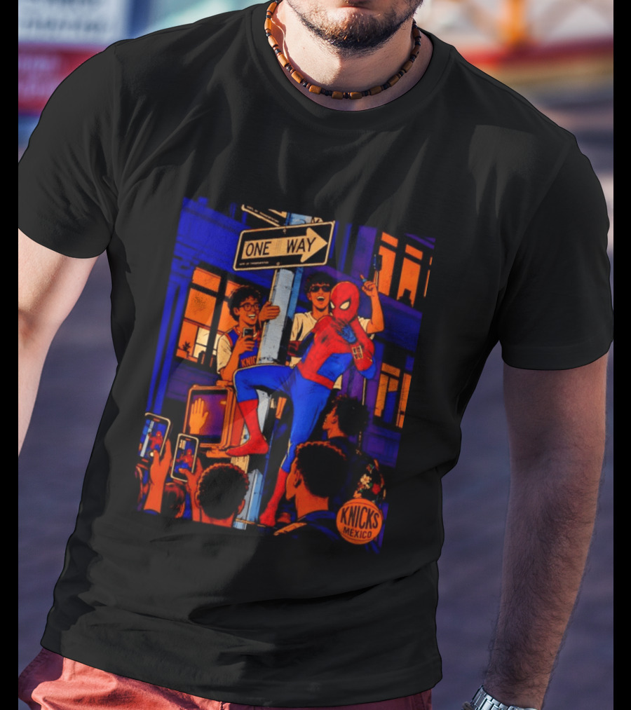 Spider Man One Way New York Knicks Mexico Dept Of Transportation T-Shirt
