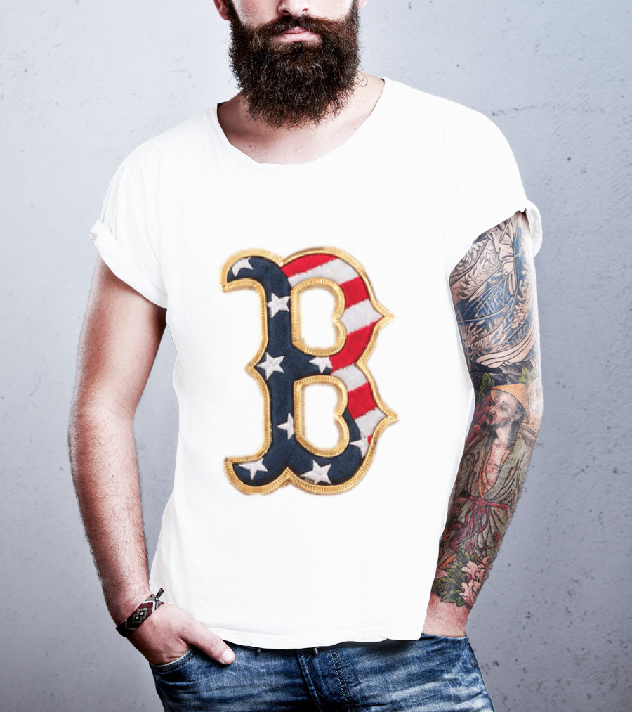 2026 Red Sox Patriotic Stars And Stripes B Logo MLB Fourth Of July T-Shirt