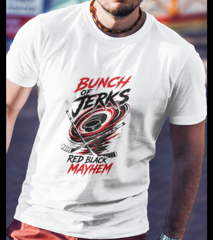 Bunch Of Jerks Red Black Mayhem Hockey T-Shirt